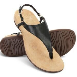 Vionic Kirra Backstrap Sandal size 7 Black Leather